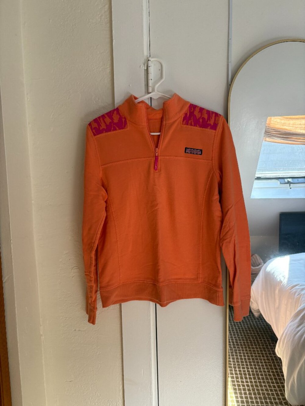Vineyard Vines Three-Quarter Zip Pullover - Pink/Orange, XS
